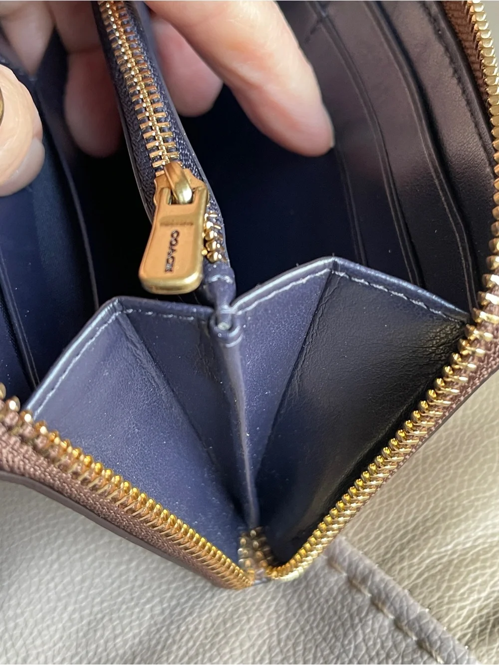 Coach Signature Zip Around Accordion Wallet in Midnight